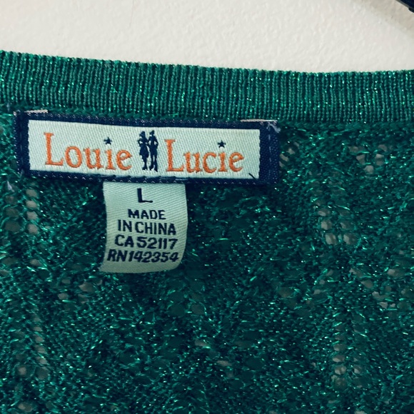 ❇️Sparkle Cardigan❇️ Louie et Lucie L Green Sparkle Open-Weave Cardigan - Picture 3 of 5